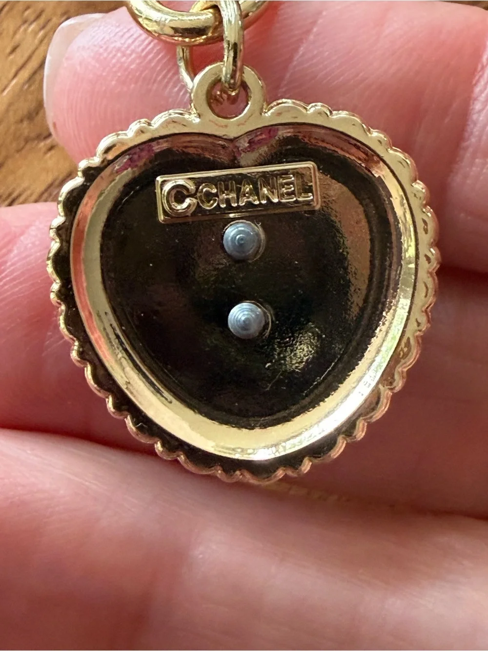 Gold Bee Brooch with Black Enamel Heart and Crystal Accents